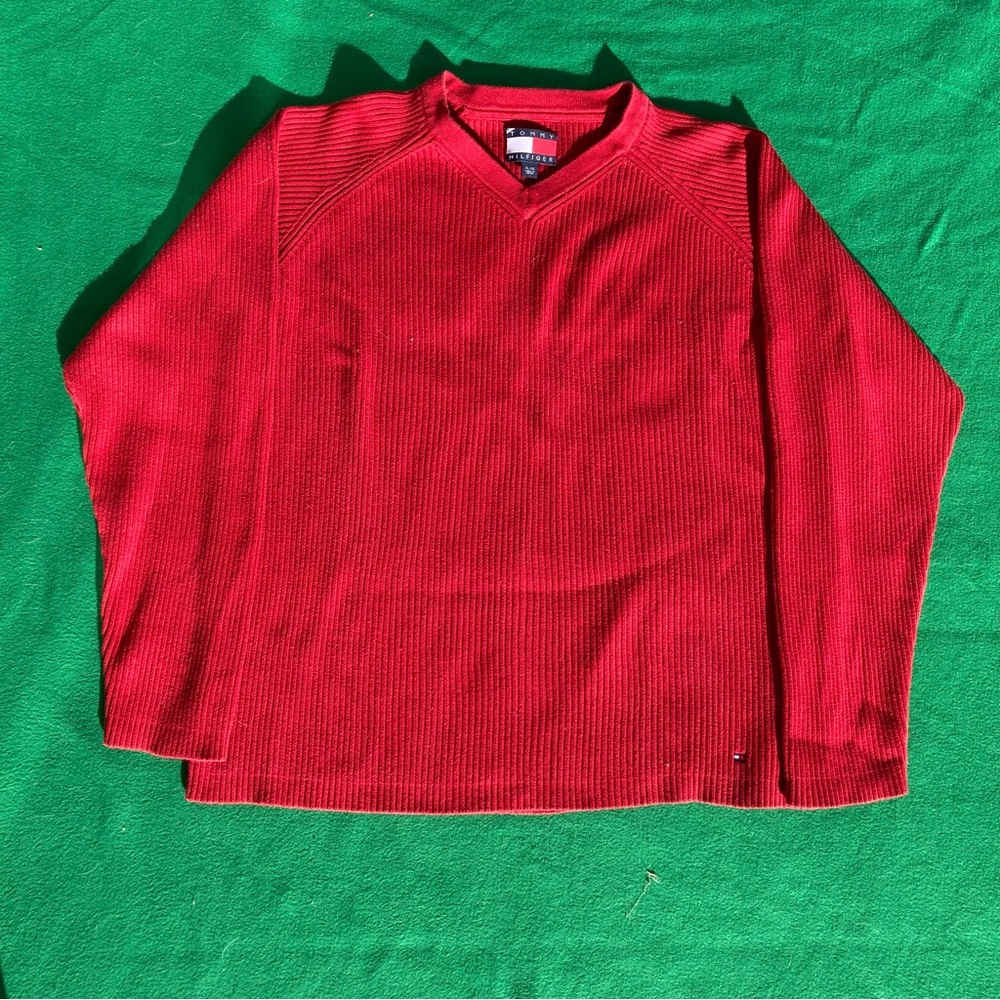 Tommy Hilfiger Vintage Heavy Cotton Red Sweater y2k